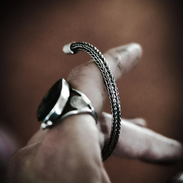 Bracelet jonc viking knit argent 