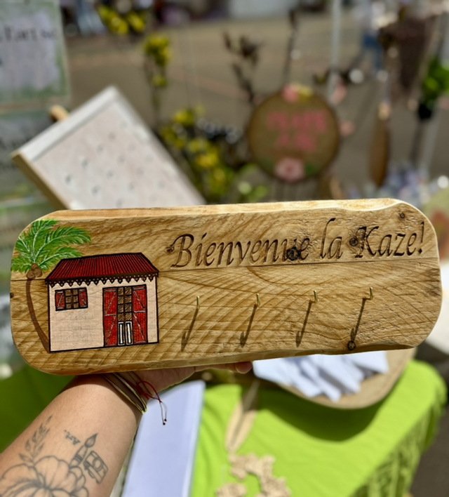 Support pour clés « Bienvenue la kaze! » kaze créole pié coco