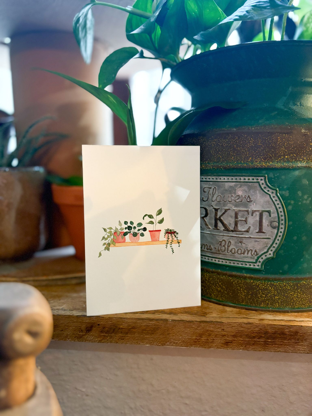 Carte postale Pulsion créative - Etagère de plantes vertes