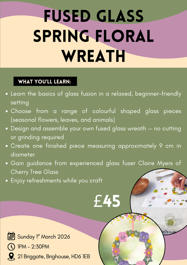 1st March 2026 - Fused Glass Spring Floral Wreath with Claire