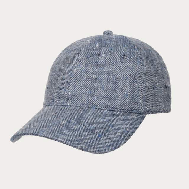 Stetson Baseball Cap Silk/Linen Herringbone Blue