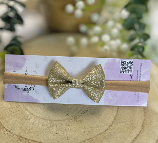 Bandeau bébé pailleté doré