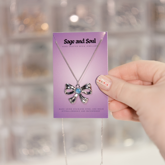 Sale - Silver Bow Necklace