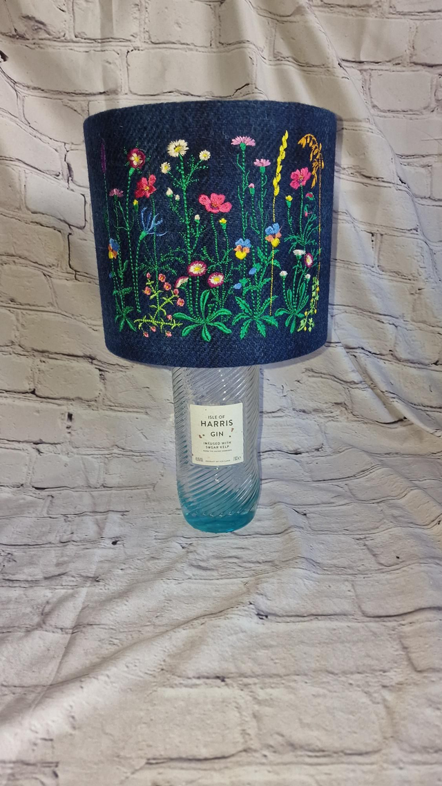 Navy Machair Harris Tweed Lampshade &amp; Harris Gin Lamp