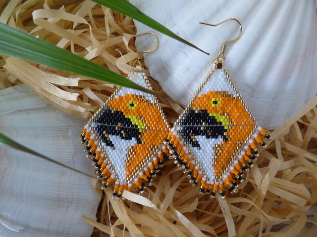 Boucles d'oreilles Ara orange