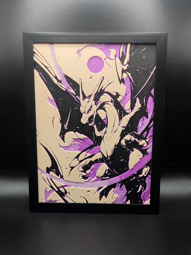 Cadre décoratif 3D personnalisé – 15×20 cm - Manga Dragon Feu Violet