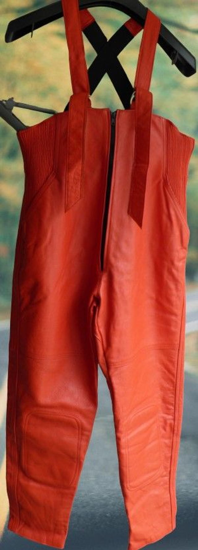 pantalon cuir à bretelles HONDA rouge taille 46