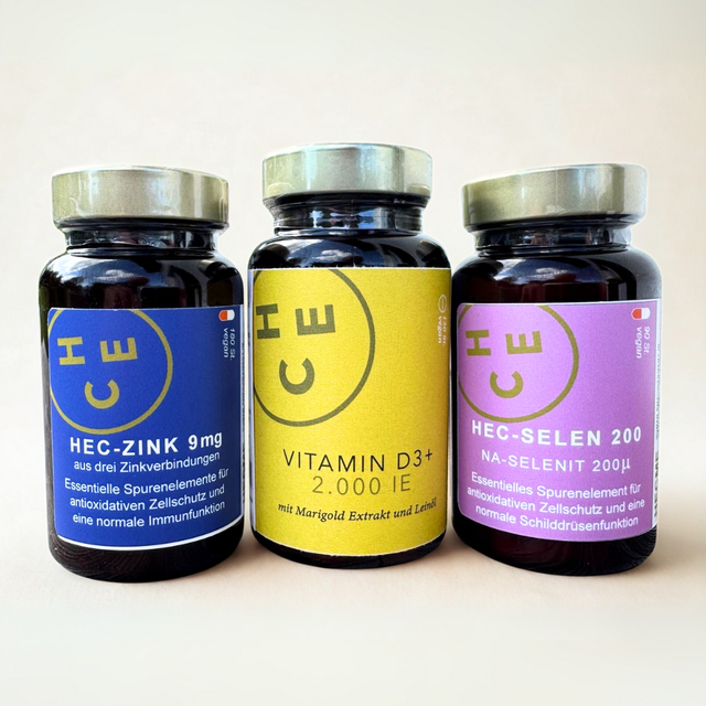 Inner Glow: Vitamin D3+ / 120C + Zink / 180C + Selen / 90C