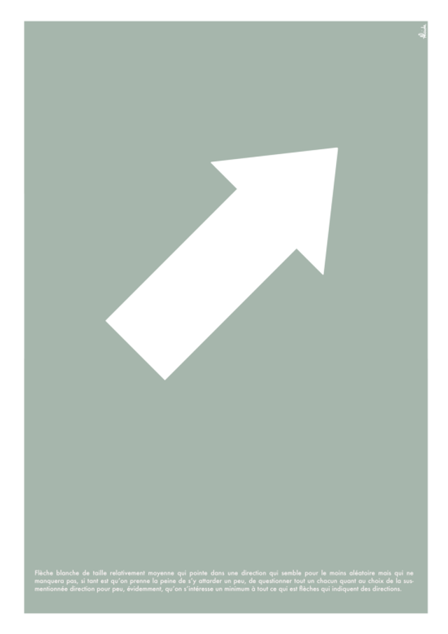 Flèche blanche de taille relativement moyenne qui pointe dans une direction