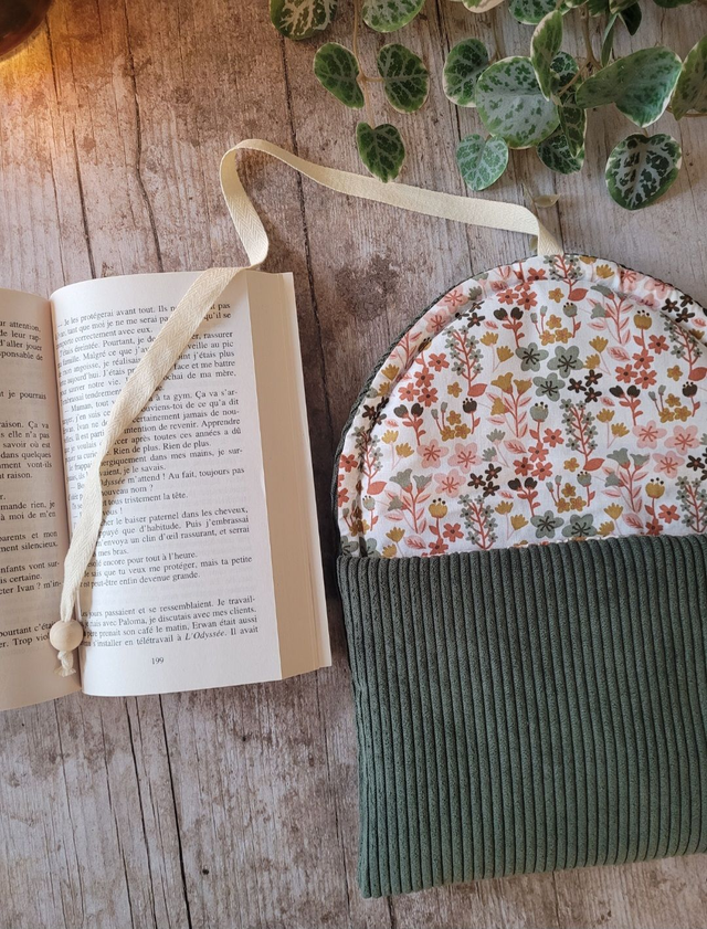 Pochette à livre Zoé velours kaki