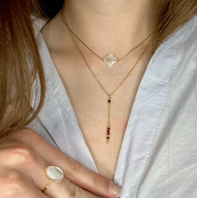 Collier cravate Maya - Grenat