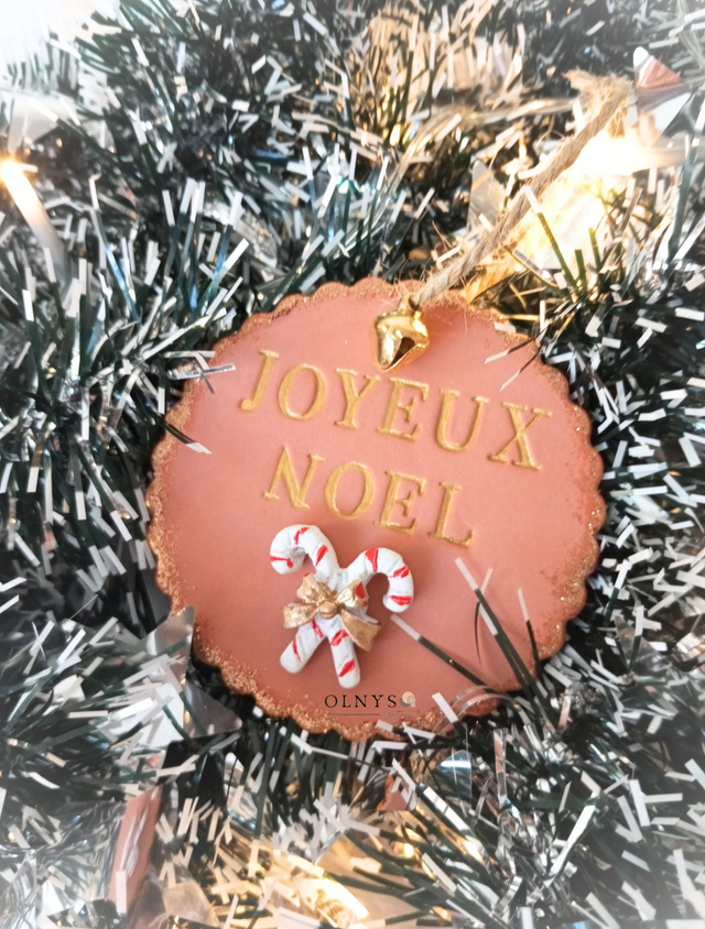 Suspension en argile terracotta "Joyeux Noël"