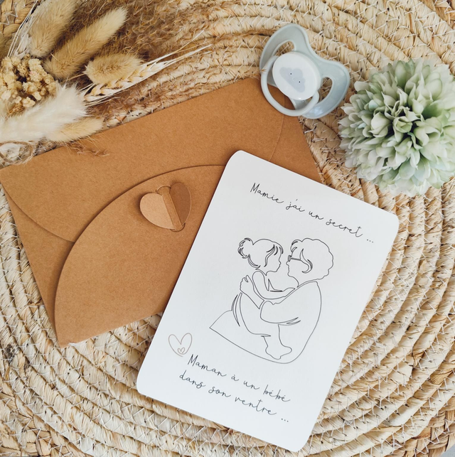 Carte annonce grossesse pour Mamie 