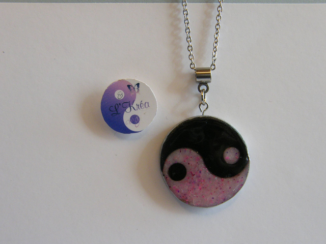 Yin Yang Noir/Rose pailleté