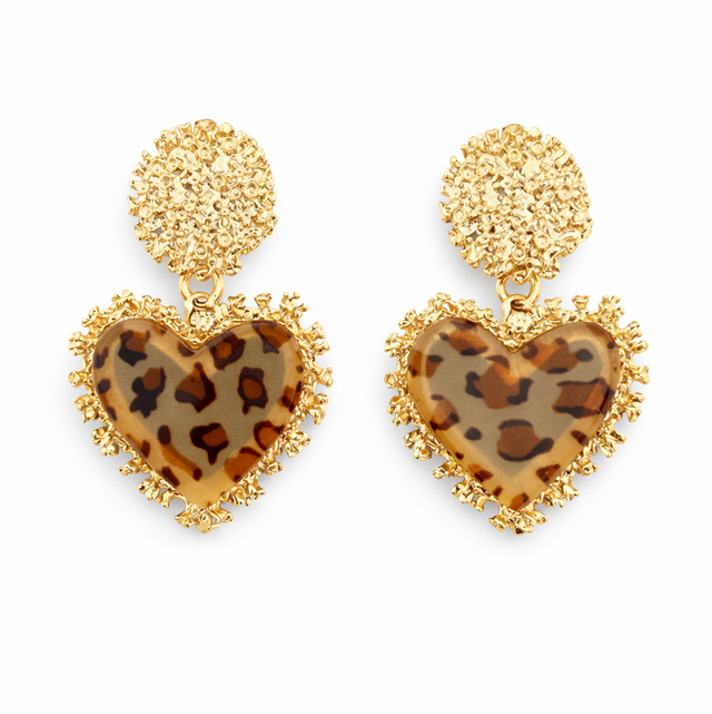 Pendientes acero dorado animal print 