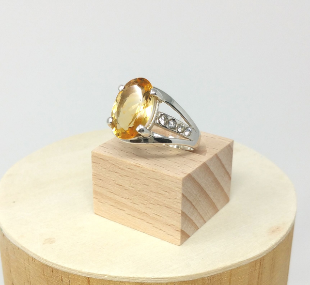 Bague pour femme cabochon citrine facetté taille 56 - 91206