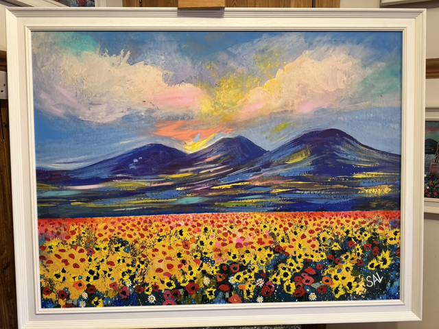 Print- Eildons Sunflower Dream- Large overpainted canvas