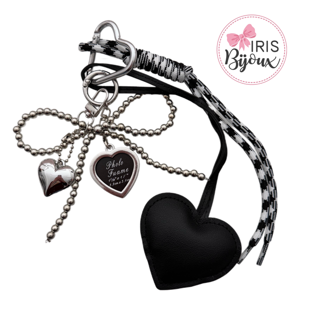Charm da borsa cuore nero 
