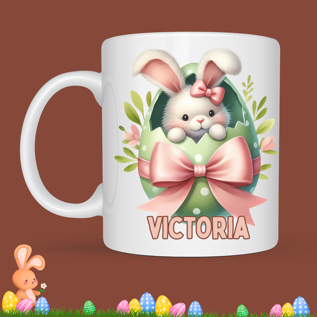 Mug de Pâques &quot;Lapin tout mignon&quot;, prénom au choix  