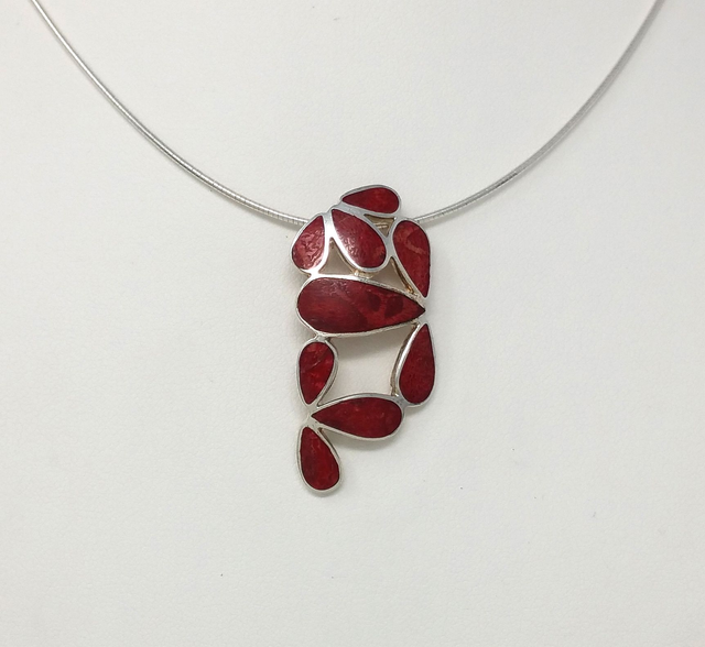 PENDENTIF FEUILLES DE CORAIL CERTI ARGENT MASSIF - VENDU SANS CHAINE - 3407