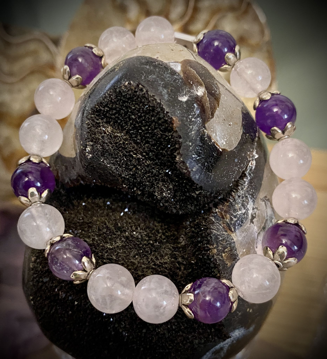 Bracelet Quartz Rose et Améthyste