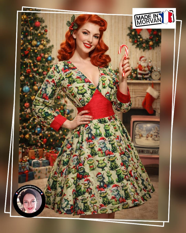 Robe Green Cat Christmas T44/46