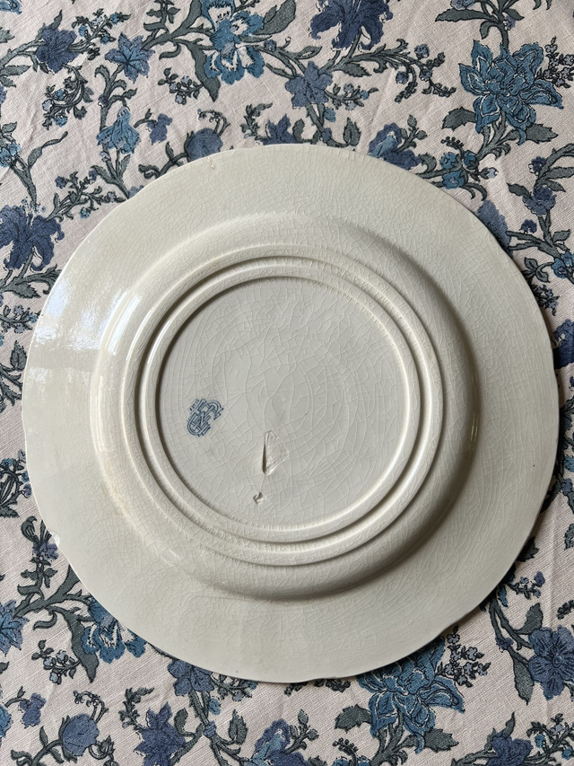 OISEAUX 1 - Assiette plate aux Oiseaux par la manufacture française de Gien - Terre de Fer