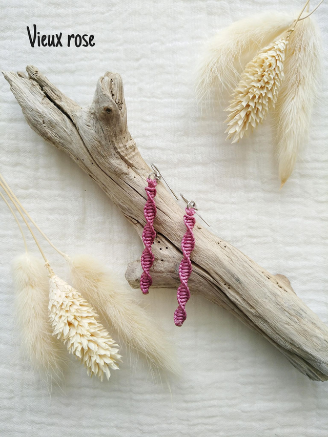 Boucles d'oreilles "IVY" - Argenté (teintes de Rose/Rouge)