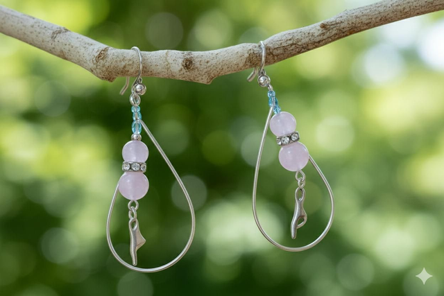 Boucles d'oreilles Quartz rose - Amour de soi, Apaisement)