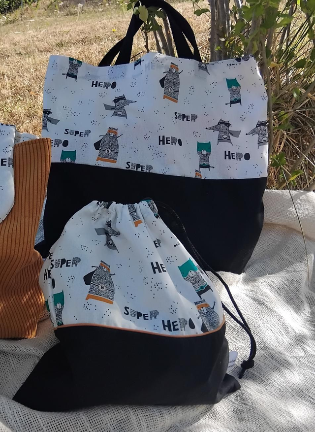 Ensemble tote bag + pochon Garçon 