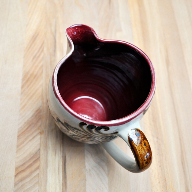 Ceramic Stoneware Pitcher Henna Pottery Wine Jug, water/milk/juice, handmade
