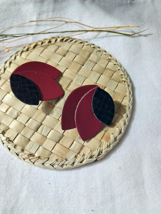 Boucles d'oreilles en matières végétales de céréales et pommes 