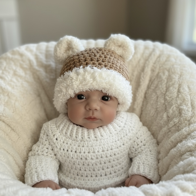 Fluffy Trim Bear Hat - Tan