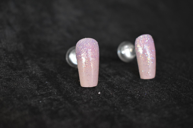 Press-on pastel rose et  mauve à fleurs taille 1