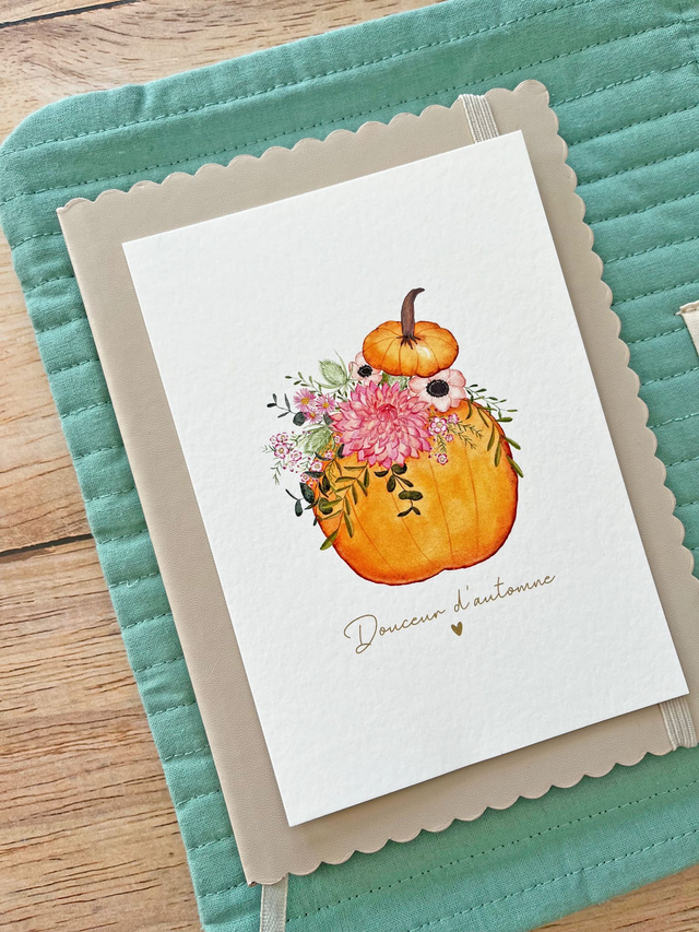 Carte postale Pulsion créative - Citrouille fleurie