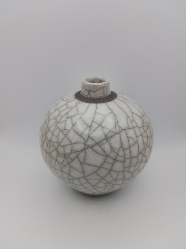 White Glazed Raku Vase 