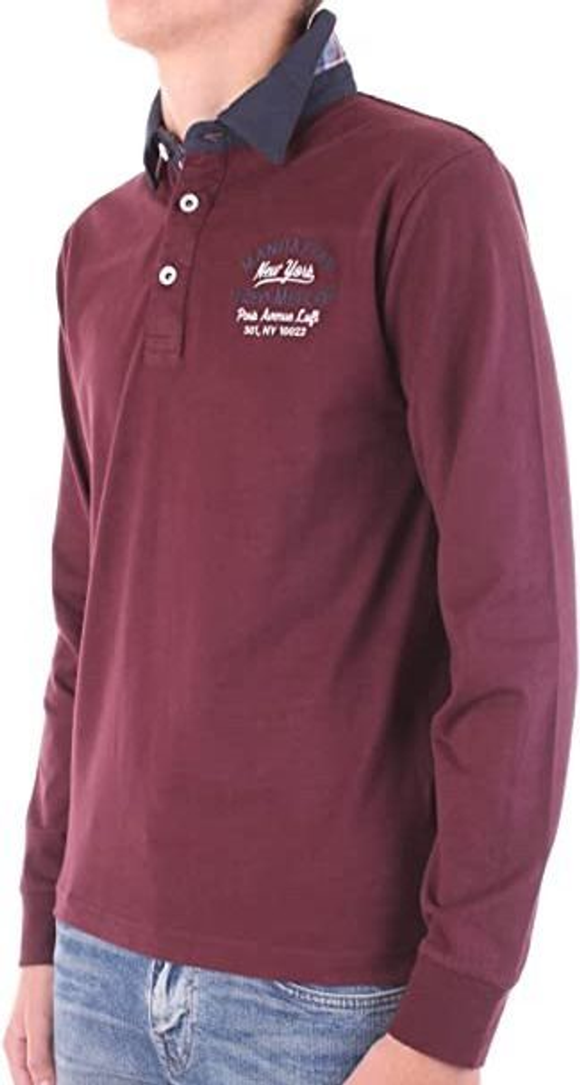 258POL - Fred Mello Polo manica lunga colletto in contrasto