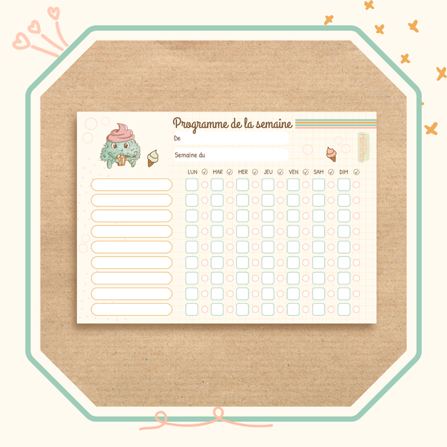 Planificateur de tâches enfant creamy – Ma semaine en autonomie