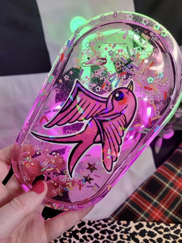 Trinket Tray - Pink Swallow