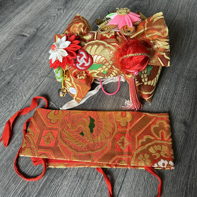 Obi ceinture rouge/or