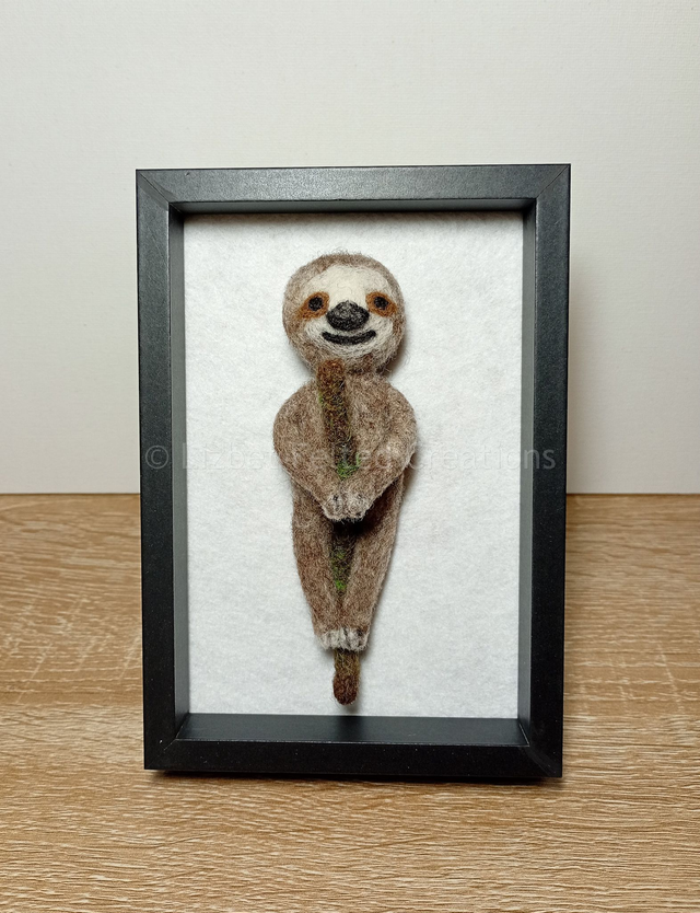 Sloth 3D picture, felted sloth