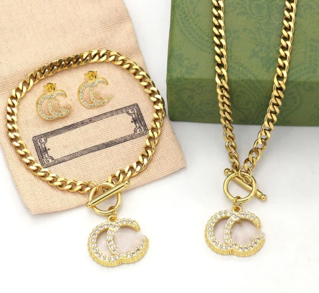 Parures GC 3 pièce doré avec strass