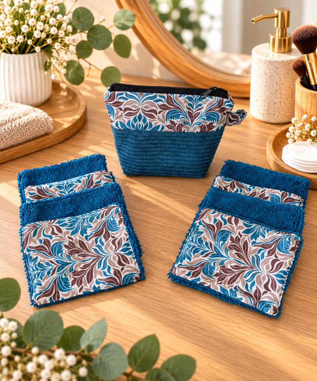Pochette avec 8 lingettes démaquillantes lavables  
