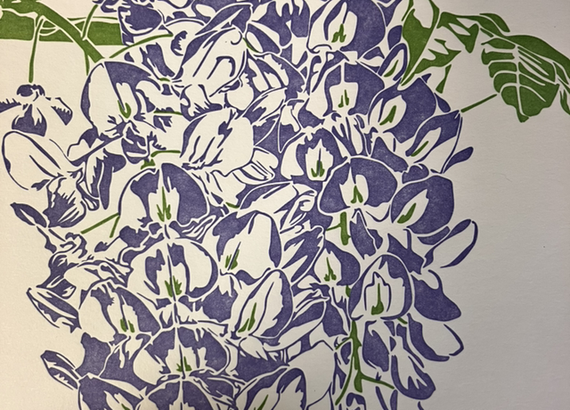 Traditional Letterpress Floral Wisteria 