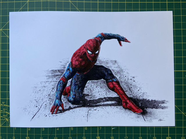 Spiderman in colour print 