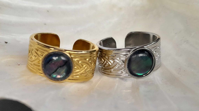 Bague abalone en acier inoxydable
