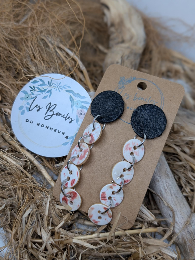 Boucles d&#039;oreilles boutons  noir bou009