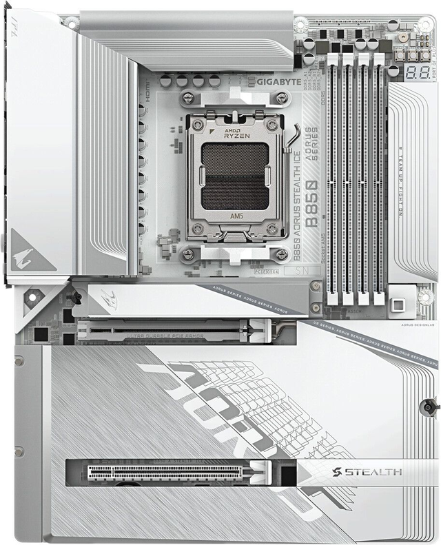 02.2.0101 – Scheda Madre Gigabyte B850 AORUS STEALTH ICE – ATX gaming avanzata con WiFi 7 per Ryzen 7000/8000/9000