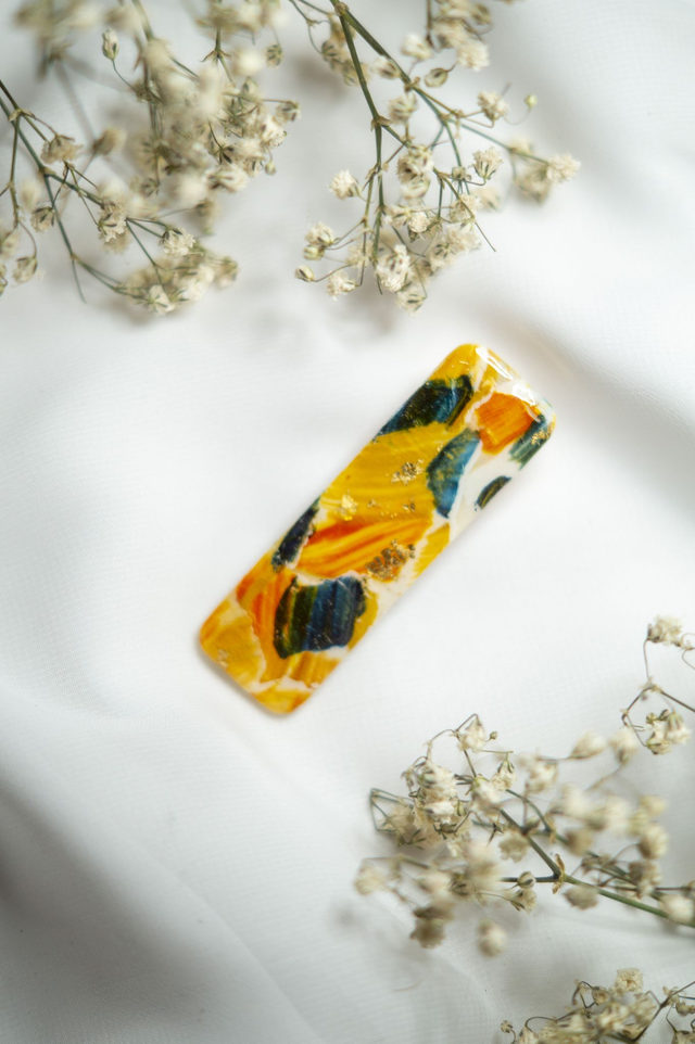 Coloris potimarron - Barrette rectangle