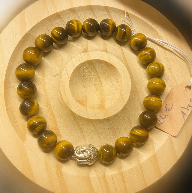 Bracelet œil de tigre bouddha protection et confiance en soi 17 cm